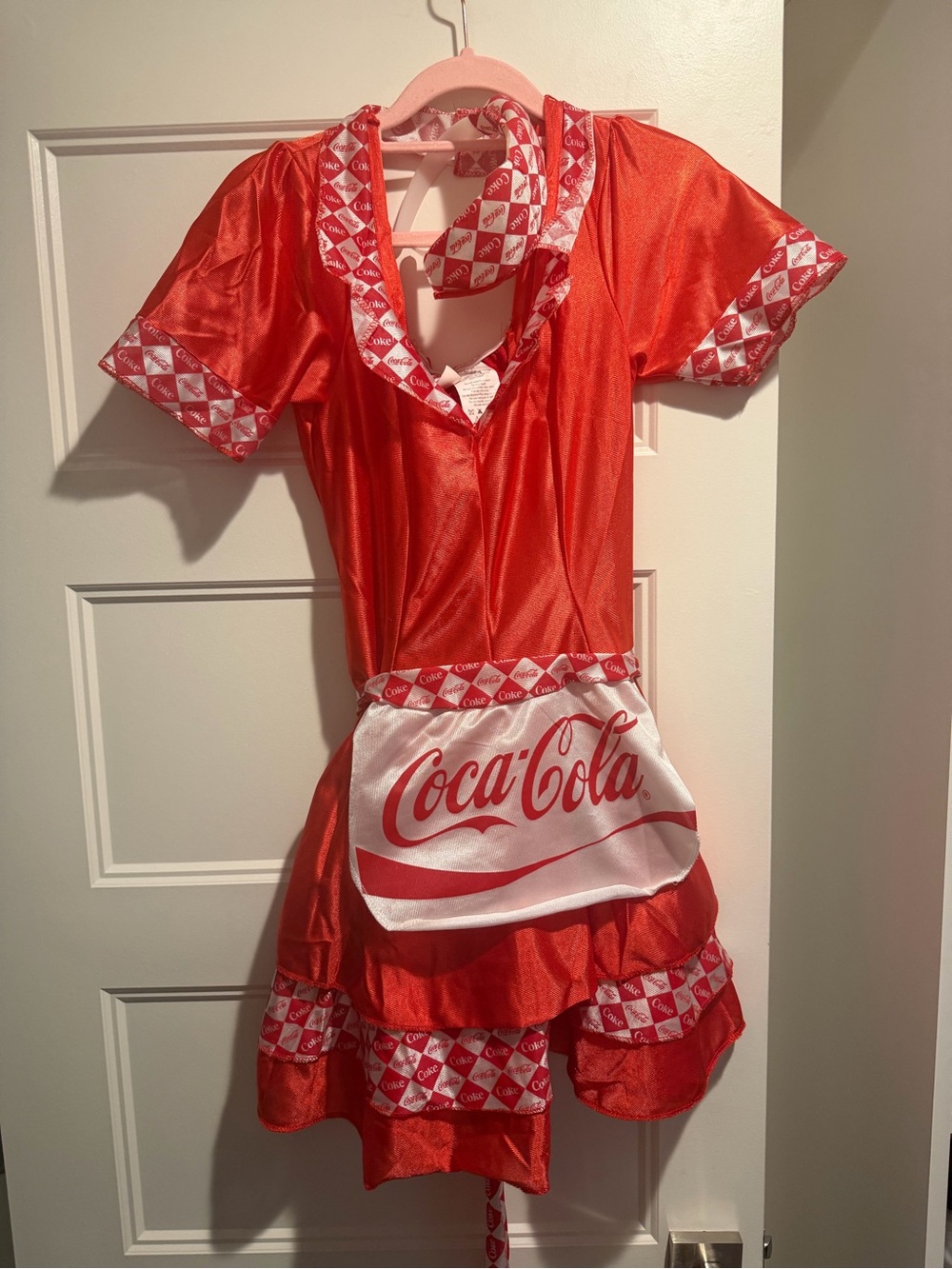 Vintage Coca Cola Girl Red Costume Dress with Logo Apron